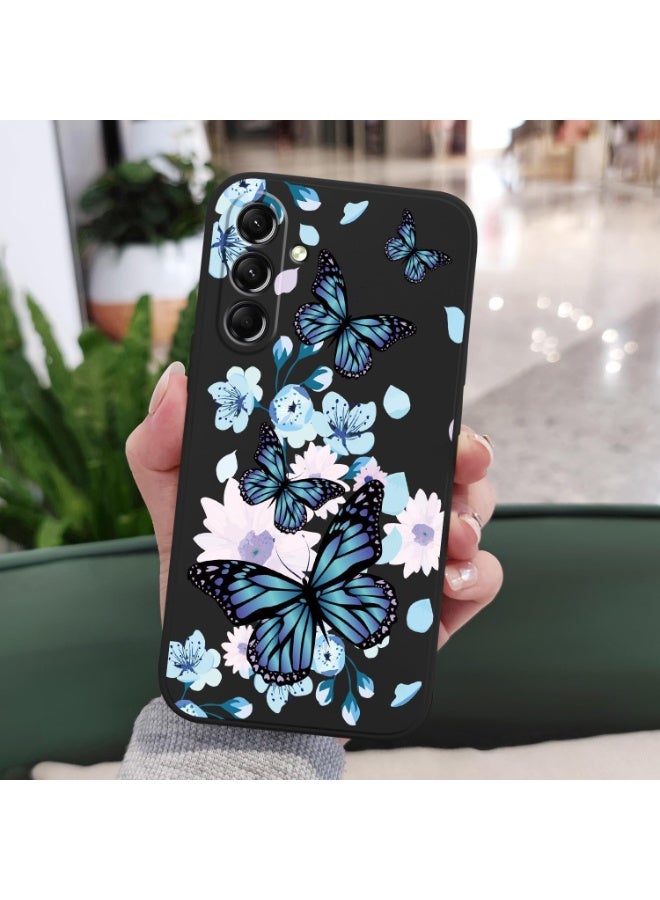 Fekra for Samsung Galaxy A53 5G Case Creative Design Flower Pattern Slim Soft Silicone Protective for Galaxy A53 5G Phone Cover - Aurora Butterfly Black - Image 3